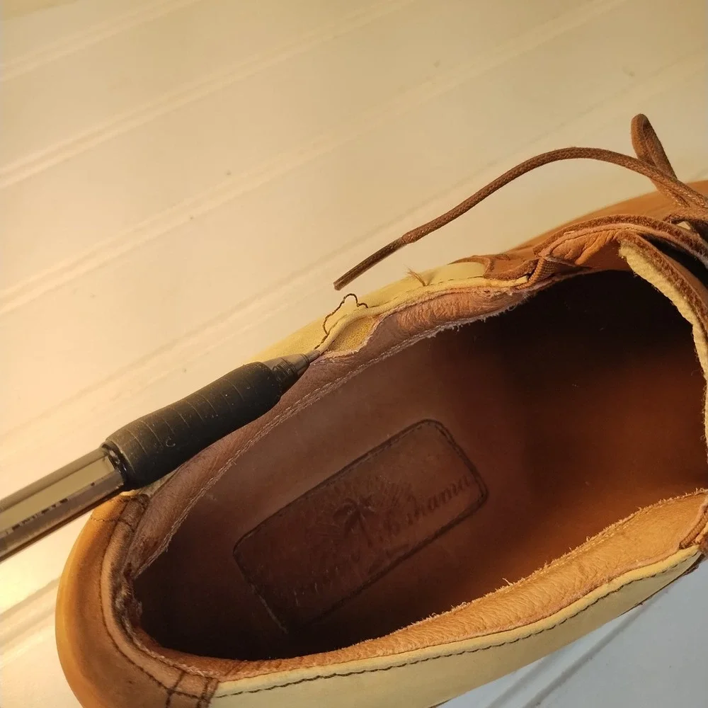 Tommy Bahama Mens Old Havana Cocoa Leather Saddle Golf Shoes 12M Two Tone Oxford